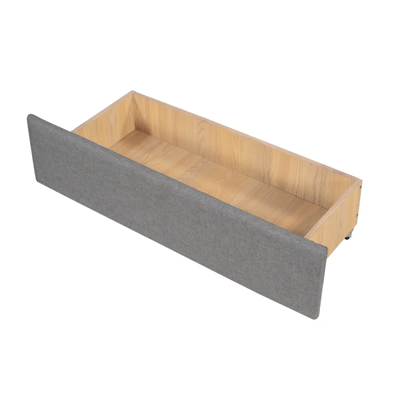 Full Size Upholstered Daybed With Two Drawers, Wood Slat Support - Gray
