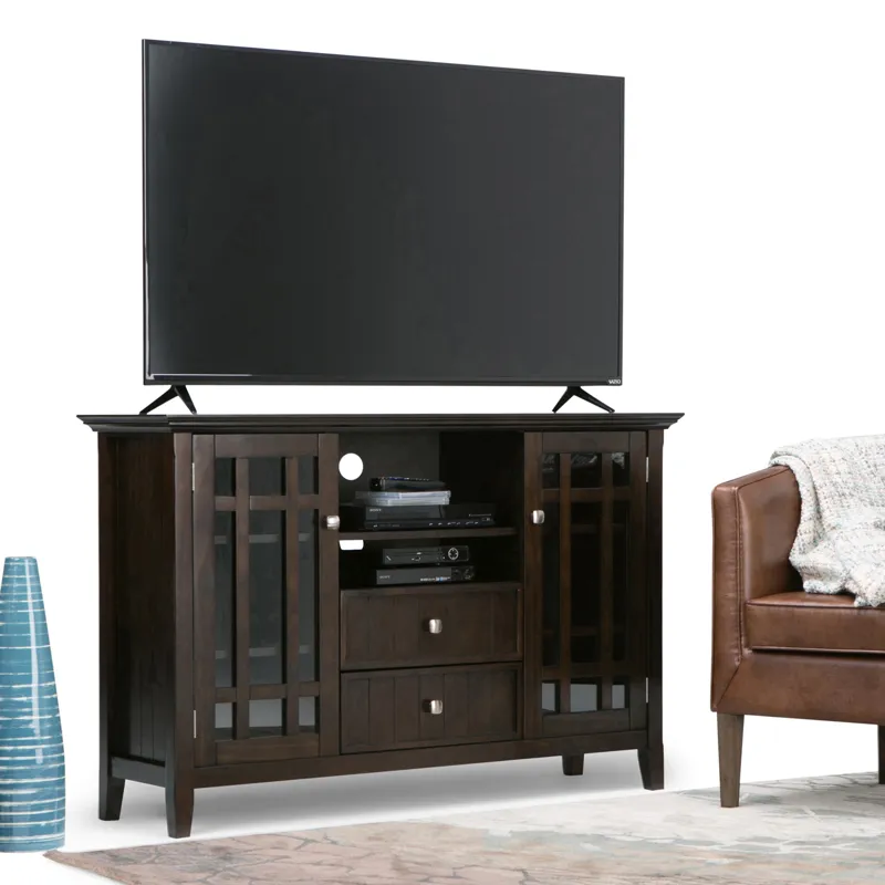 Bedford - Tall TV Media Stand - Dark Tobacco Brown