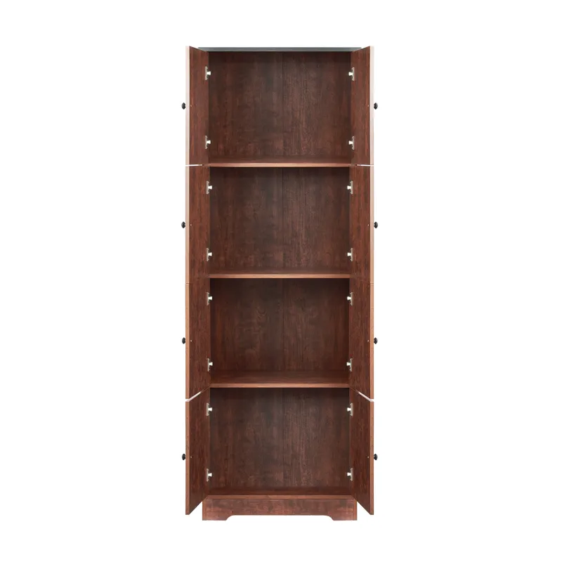 Tall Storage Cabinet With 8 Doors And 4 Shelves, Wall Storage Cabinet For Living Room, Kitchen, Offi