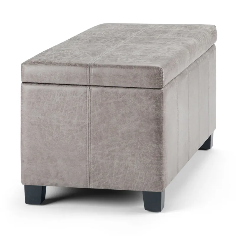 Dover - Storage Ottoman Bench - Distressed Grey Taupe