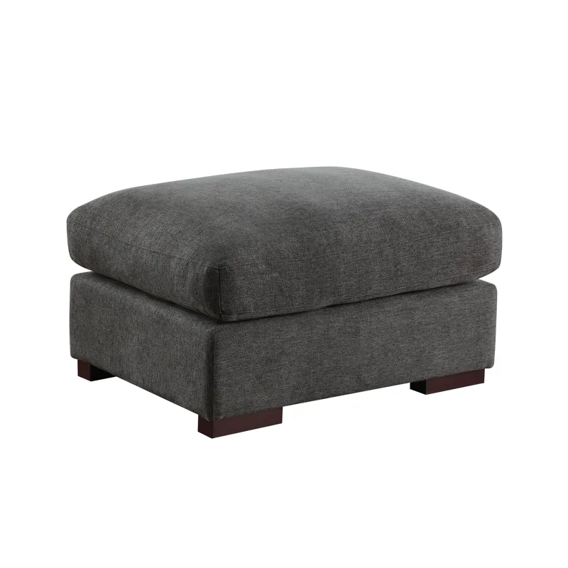 Tatman - Linen Blend Sectional With 2 Ottomans - Dark Gray