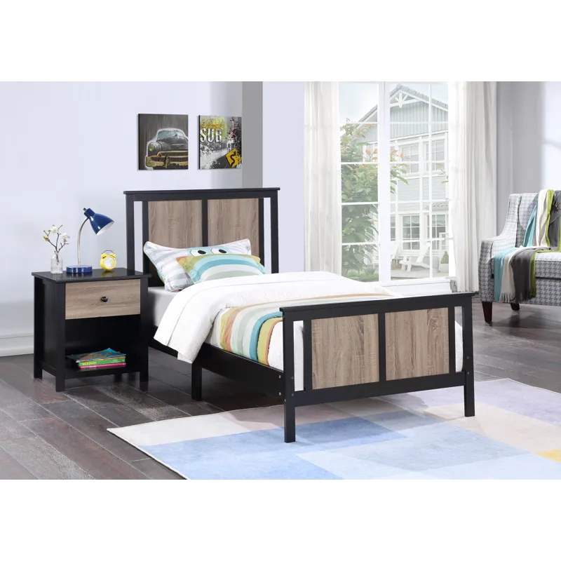 Connelly - Reversible Panel Twin Bed - Black/Vintage Walnut