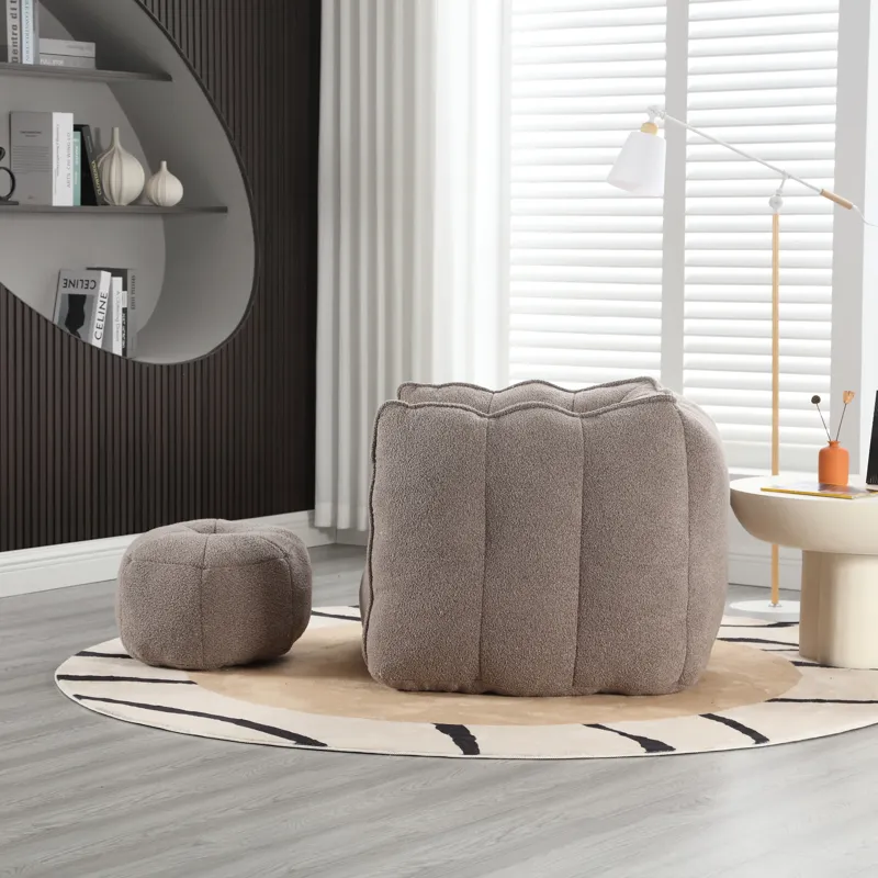 Soft Bean Bag Chair With High Resilient Foam (Chips) - Coffee