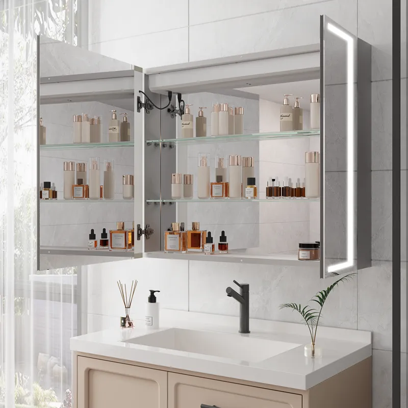 36X30\" Medicine Cabinet With LED Vanity Mirror, Anti-Fog Recessed Or Surface Mount Bathroom Double 
