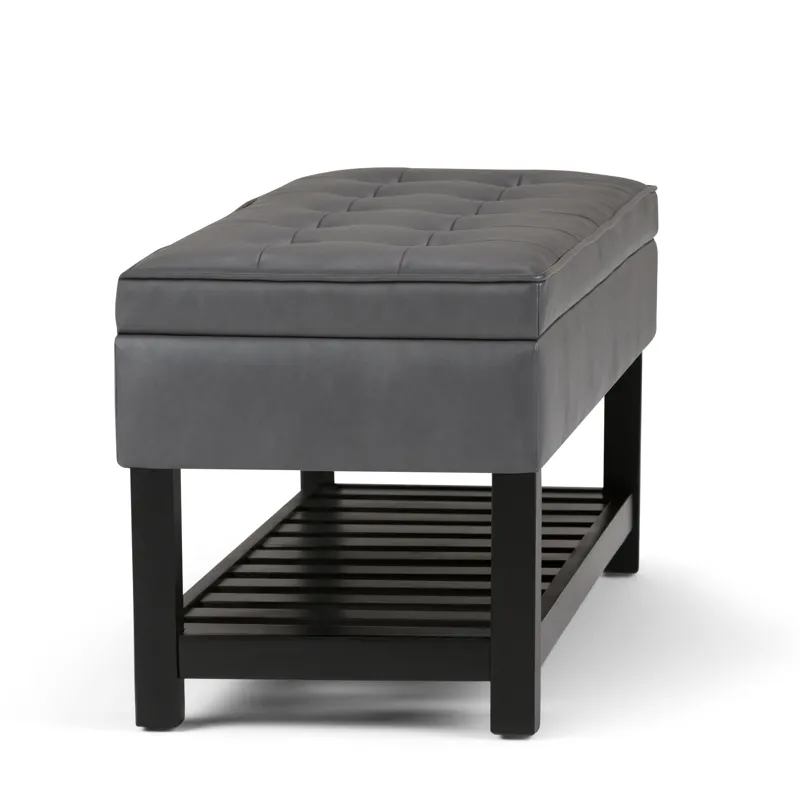 Cosmopolitan - Storage Ottoman Bench with Open Bottom - Stone Grey
