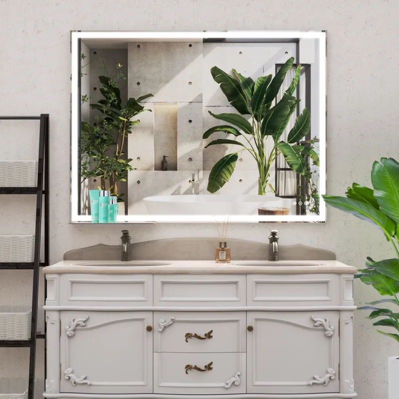 LED Bathroom Vanity Mirror Wall Mounted, Adjustable White / Warm / Natural Lights Anti-Fog Touch Swi