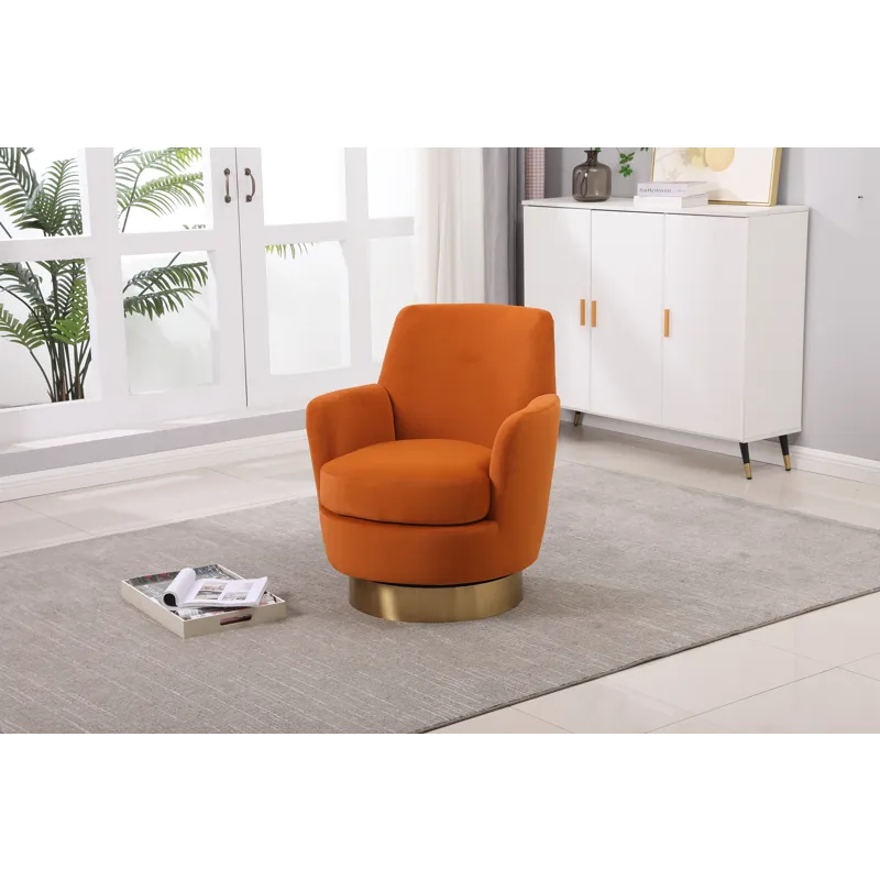 Velvet Swivel Barrel Chair, Swivel Accent Chairs Armchair For Living Room, Reading Chairs For Bedroo
