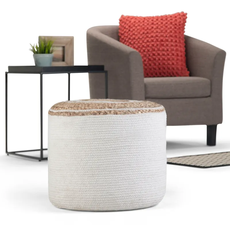 Serena - Round Braided Pouf - Natural