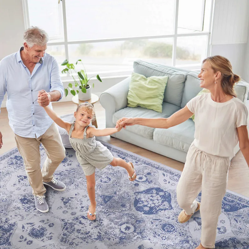 9\' x 12\' Area Rugs For Living Room, Washable Rug, Low-Pile, Non-Slip, Non-Shedding, Foldable, Kid 