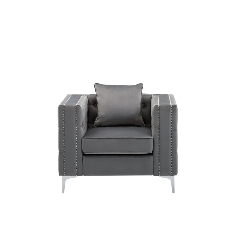 Lorreto - Velvet Chair - Gray