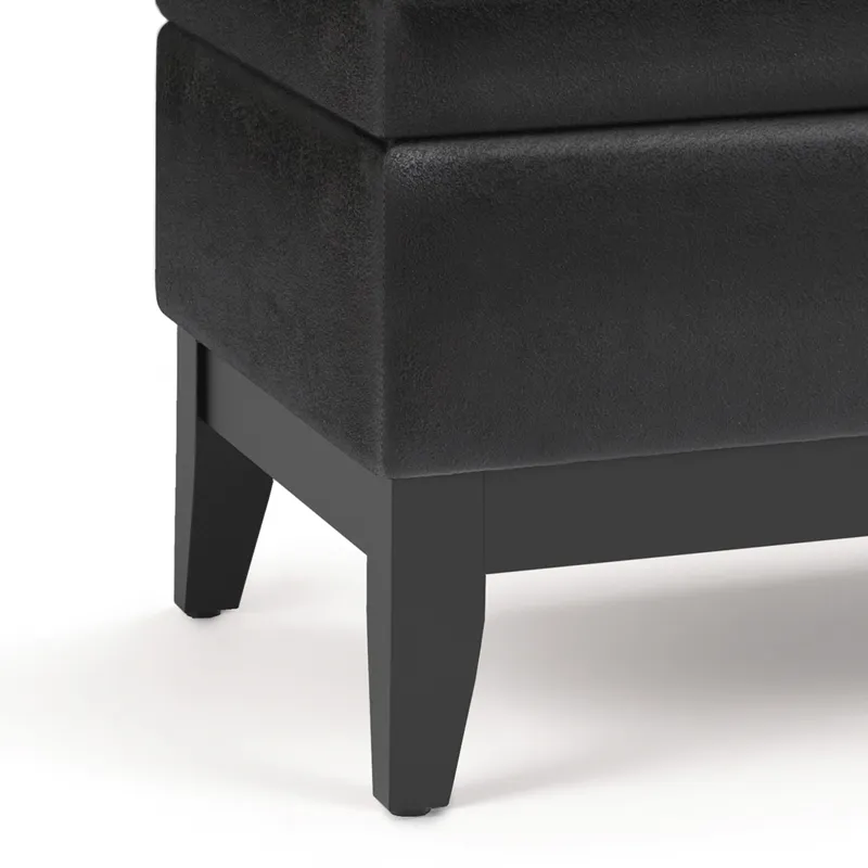 Oregon - Storage Ottoman Bench with Tray - Distressed Black