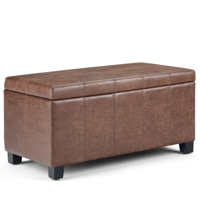 Dover - Storage Ottoman Bench - Distressed Umber Brown