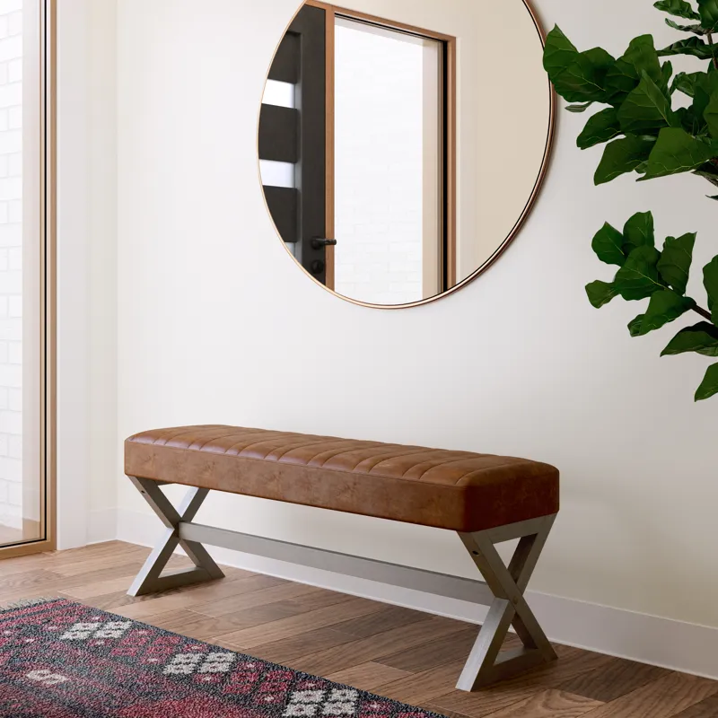 Salinger - Large Ottoman Bench - Distressed Saddle Brown