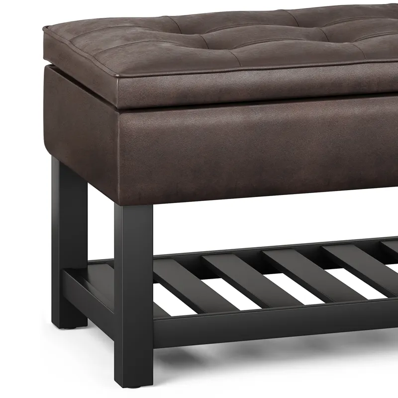 Cosmopolitan - Storage Ottoman Bench with Open Bottom - Distressed Brown