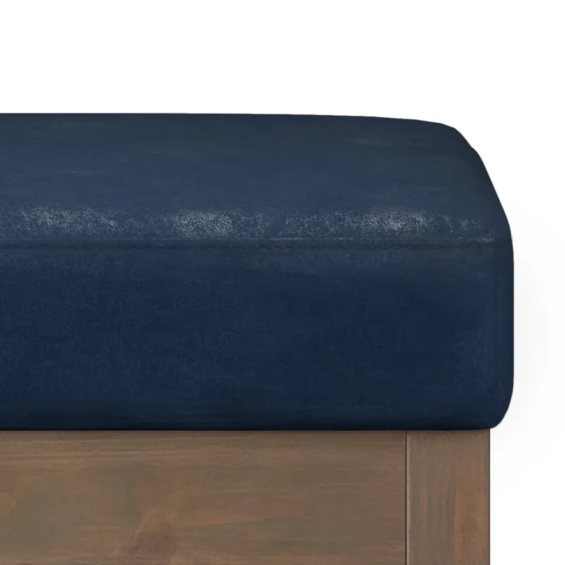 Milltown - Footstool Small Ottoman Bench - Distressed Dark Blue
