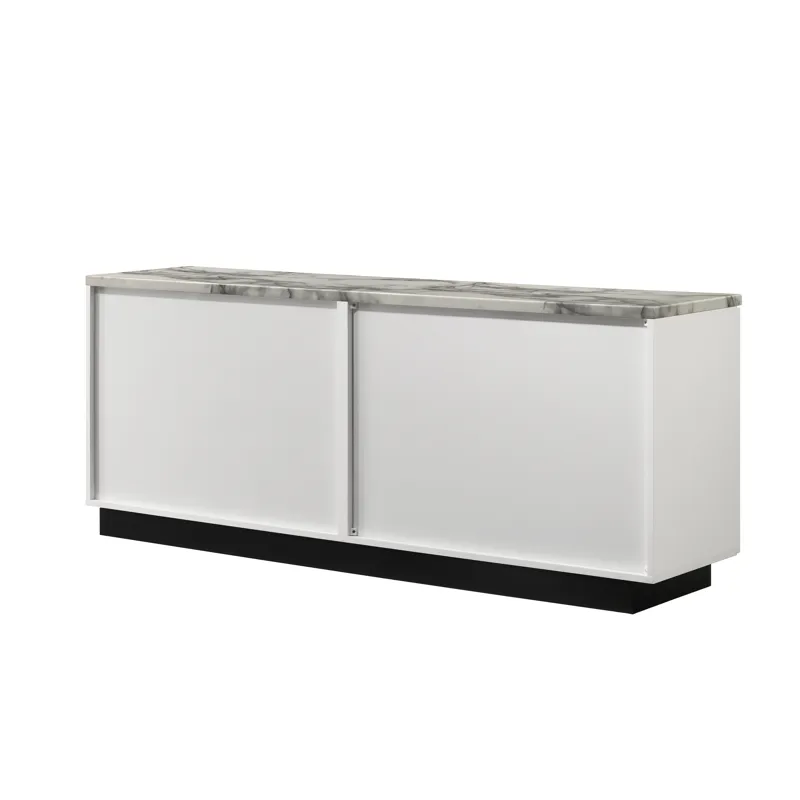 Matilda - Cabinet Console Table With White Faux Marble Top - White