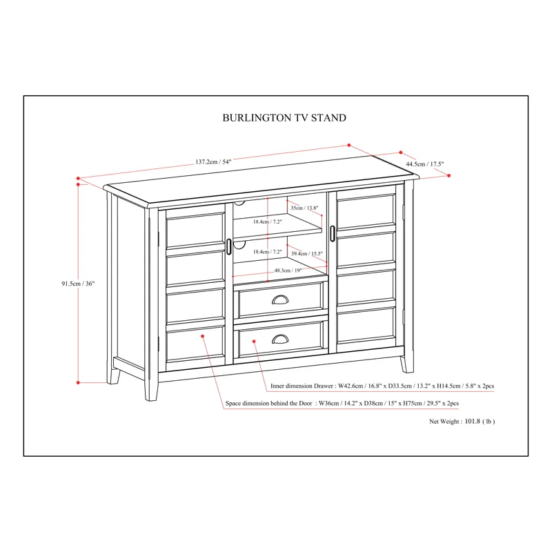 Burlington - Tall TV Media Stand - Rustic Natural Aged Brown