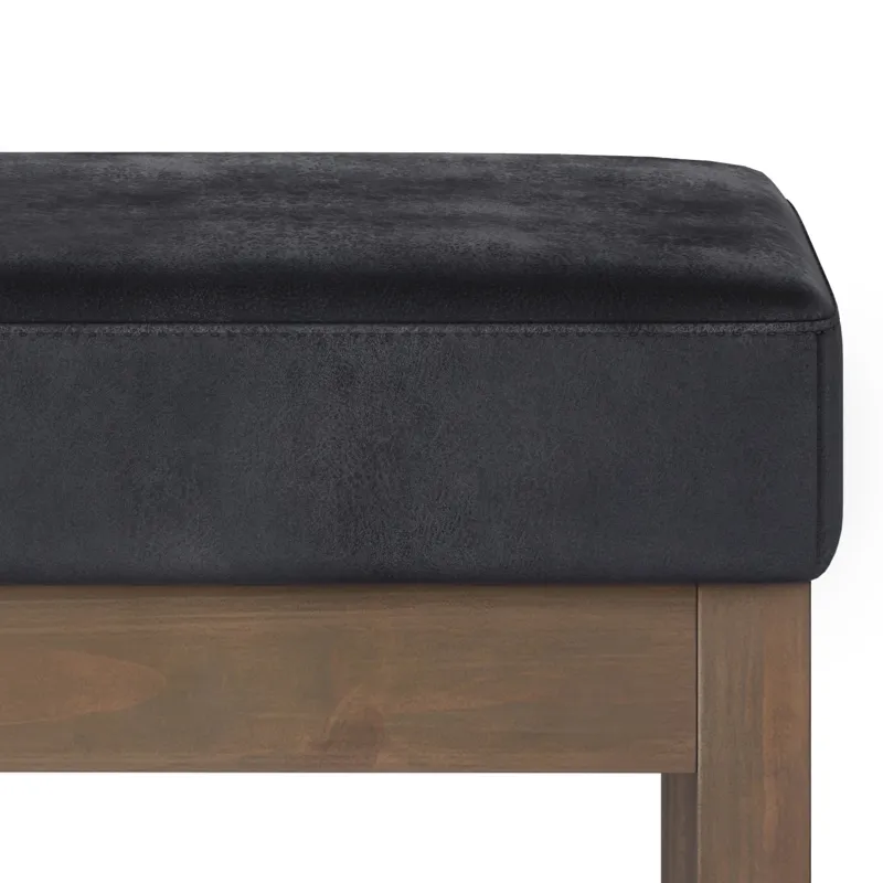 Milltown - Footstool Small Ottoman Bench - Distressed Black