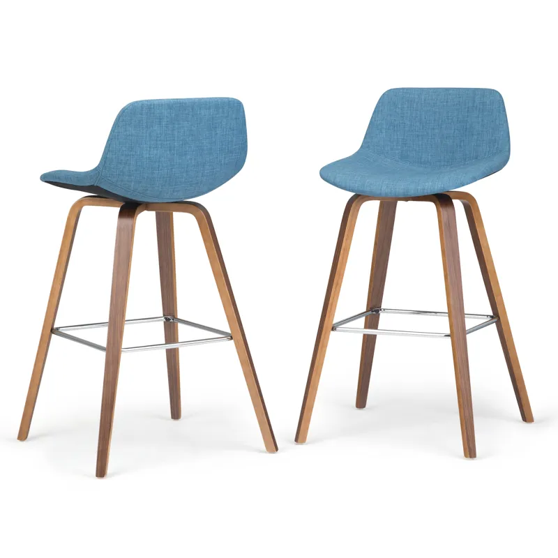 Randolph - Bentwood Counter Height Stool (Set of 2) - Medium Blue / Dark Brown