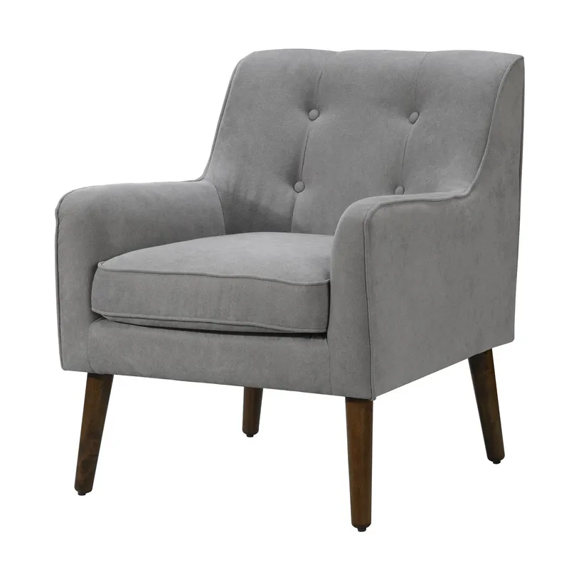 Ryder - Mid Century Modern Woven Fabric Tufted Armchair - Gray