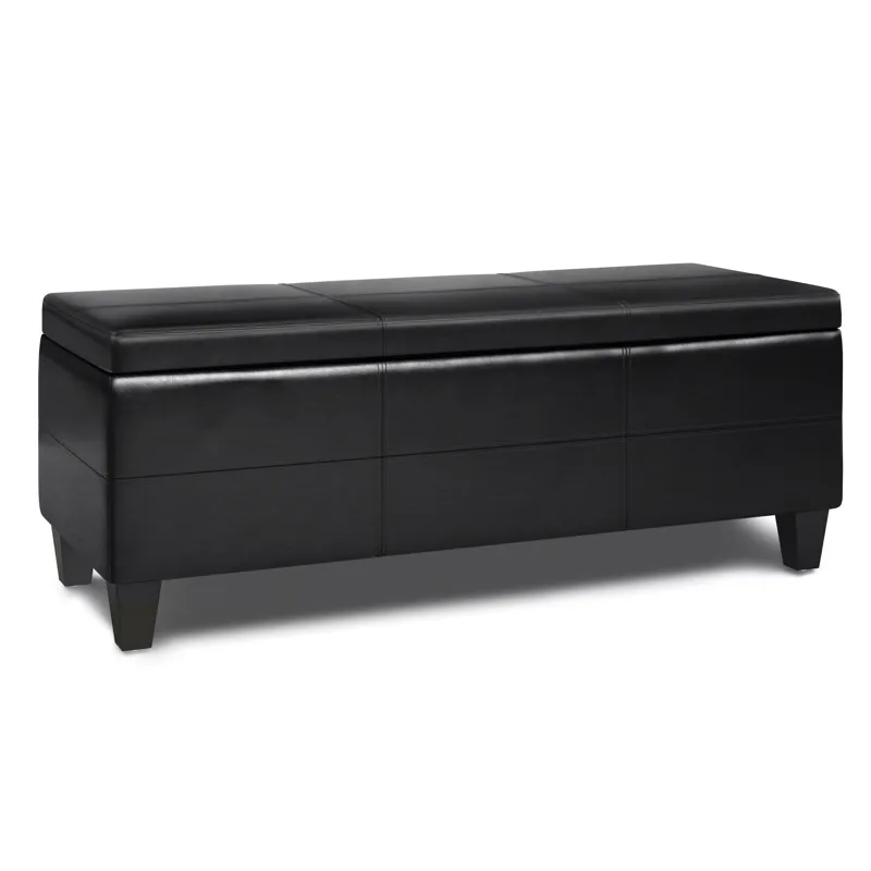 Afton - Storage Ottoman Bench - Midnight Black
