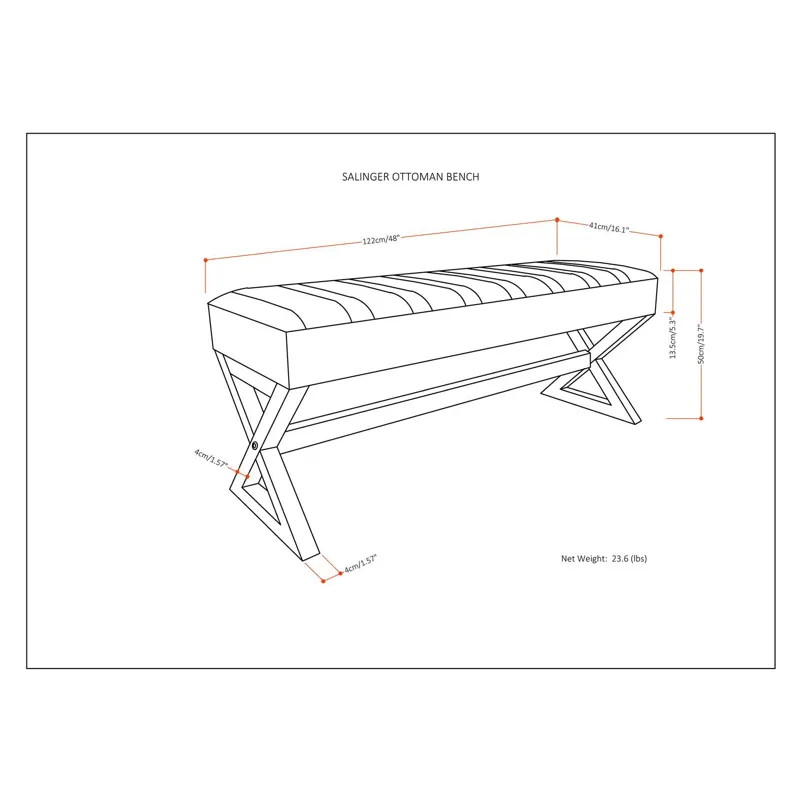 Salinger - Large Ottoman Bench - Distressed Chestnut Brown