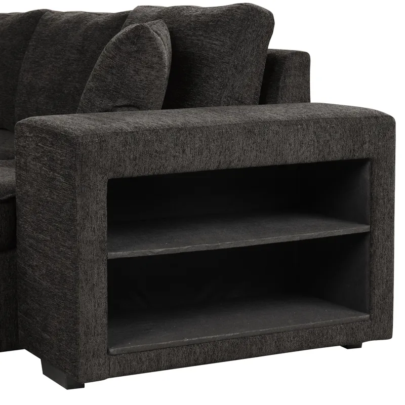 Modern L-Shape 3 Seat Reversible Sectional Couch, Pull Out Sleeper Sofa With Storage Chaise And 2 St