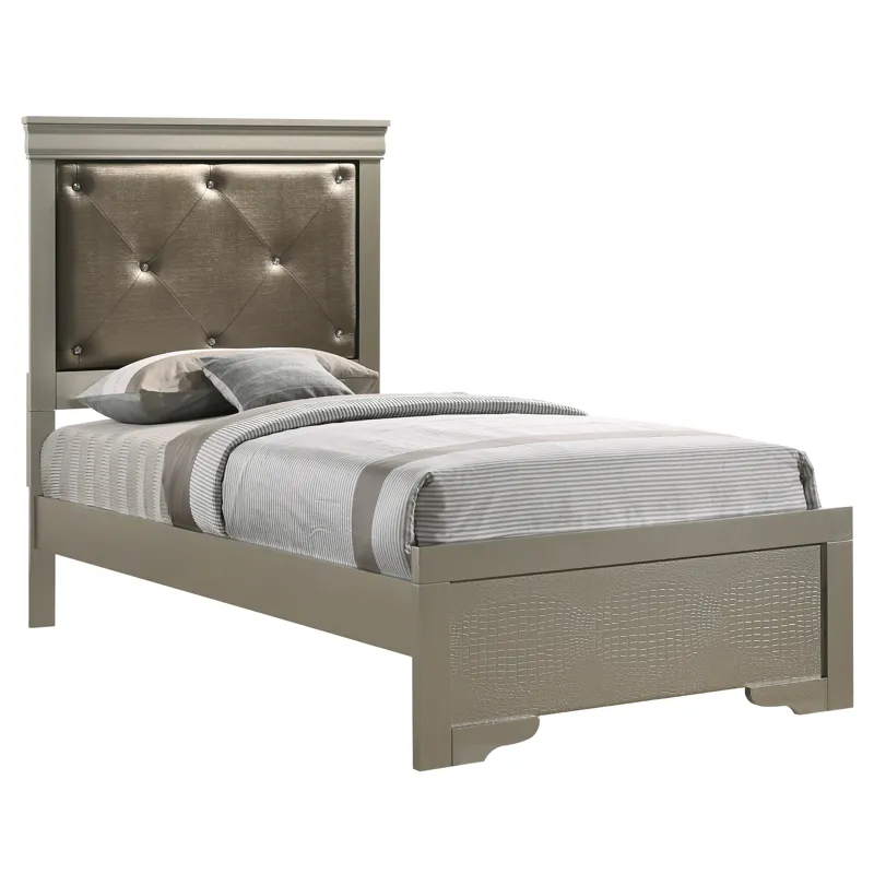 Lorana - G6500B-TB2 Twin Bed - Silver Champagne