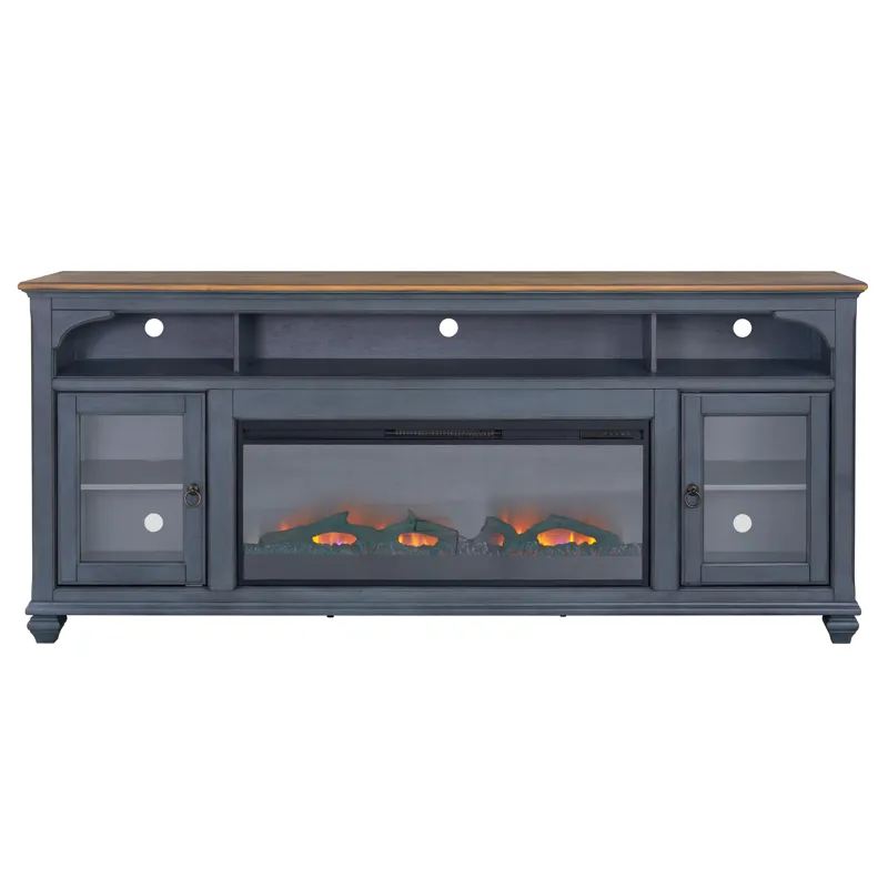 Americana - 86\" Fireplace TV Stand - Corduroy Blue