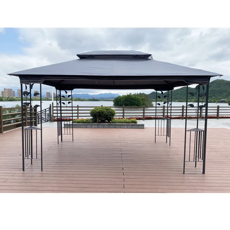 Outdoor Patio Gazebo Canopy Tent With Ventilated Double Roof And Mosquito Net (Detachable Mesh Scree