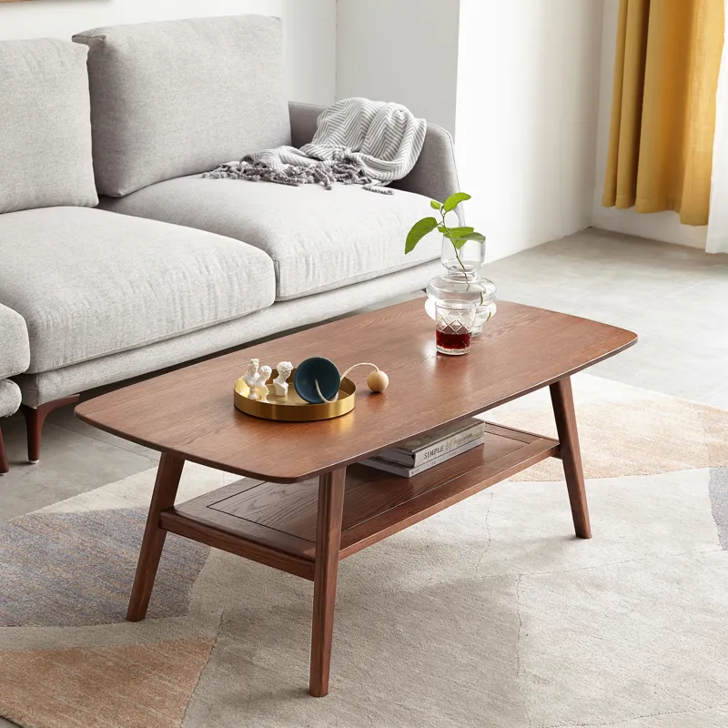 Center Table, Low Table, 100% Solid Oak Wood Top Plate Des, Coffee Table, Study Desk With Storage Sh