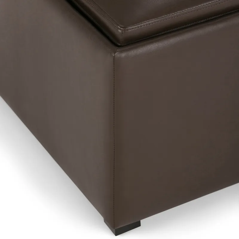 Avalon - Square Coffee Table Storage Ottoman - Chocolate Brown