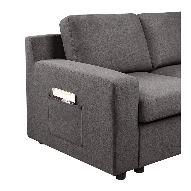 Waylon - 7-Seater U-Shape Sectional Sofa Chaise With Pocket - Gray