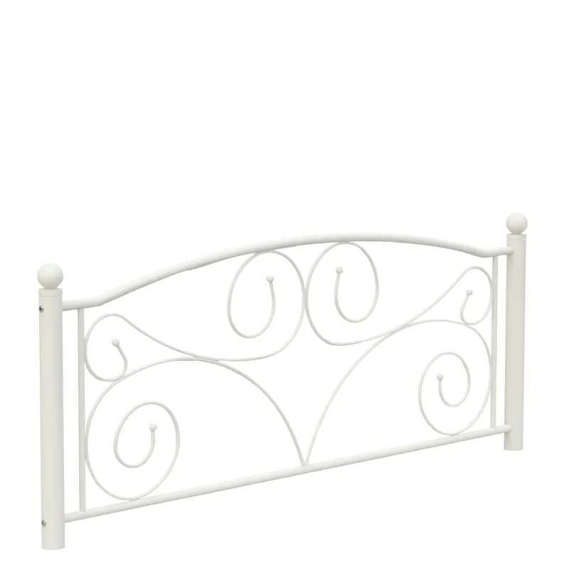 Full Unique Flower Sturdy System Metal Bed Frame With Headboard And Footboard - White