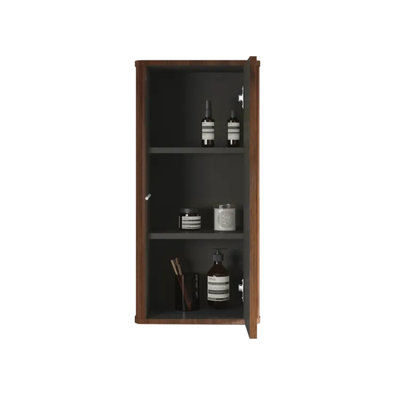 Striped Walnut Bathroom Floating Side Cabinet, Wall-Mounted Storage Cabinet For Small Spaces - Walnu