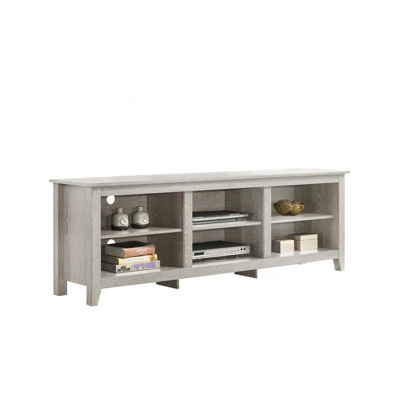 Benito - Wide TV Stand With Open Shelves And Cable Management - Dusty Gray