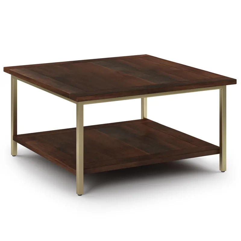 Skyler - Square Coffee Table - Dark Brown / Gold