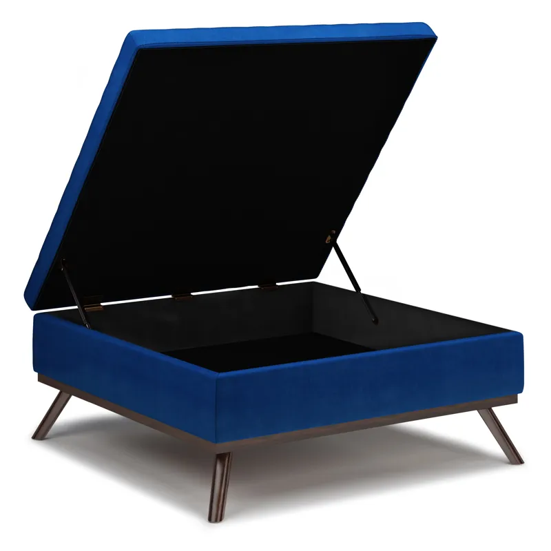 Owen - Square Coffee Table Storage Ottoman - Blue