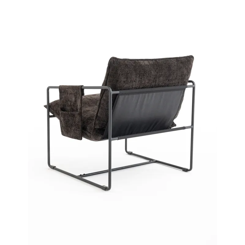 Upholstered Hanging Armchair With Arm Pocket Metal Frame (Set of 2), Crushed Foam Cushions And Skin-