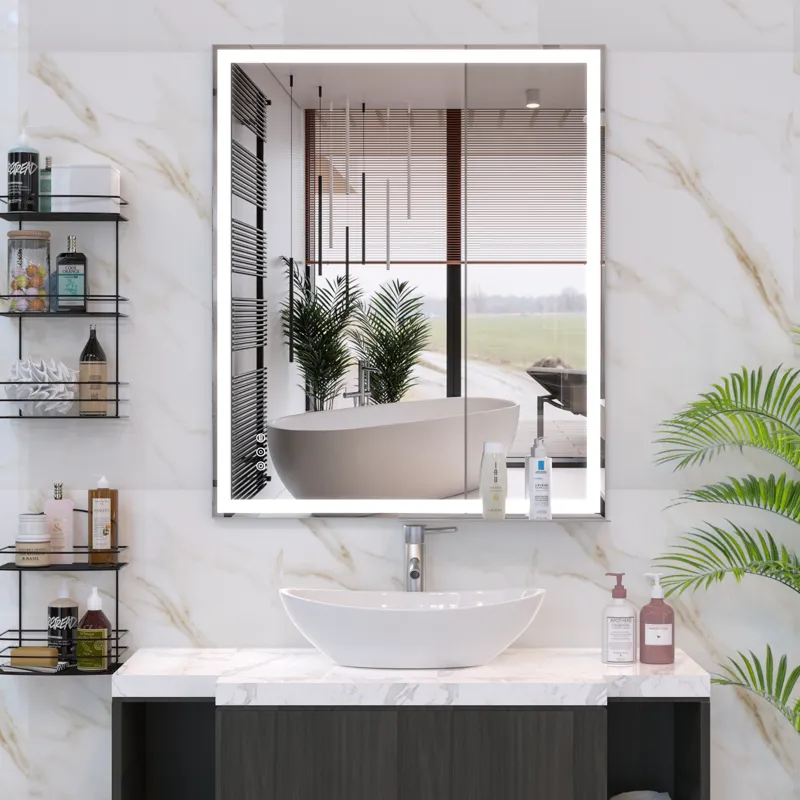 LED Bathroom Vanity Mirror Wall Mounted Adjustable White / Warm / Natural Lights Anti-Fog Touch Swit