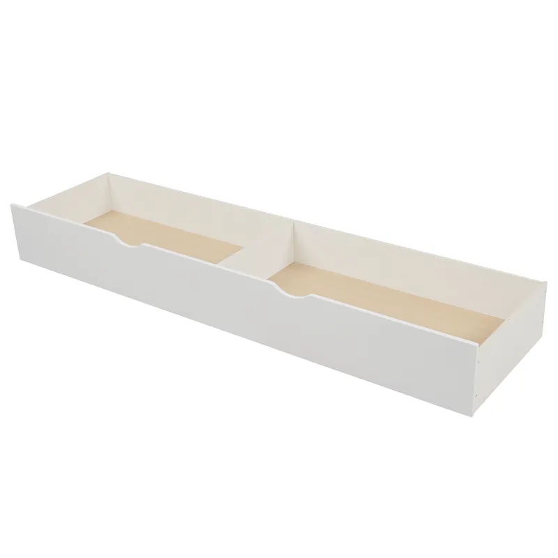 Twin Over Full / Twin Bunk Bed, Convertible Bottom Bed, Storage Shelves And Drawers - White