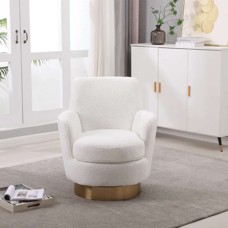 Teddy Swivel Barrel Chair, Swivel Accent Chairs Armchair For Living Room, Reading Chairs For Bedroom