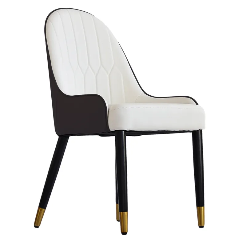 Modern PU Sponge-Filled Dining Chair, Solid Wood Metal Legs, Suitable For Restaurants, Living Rooms 