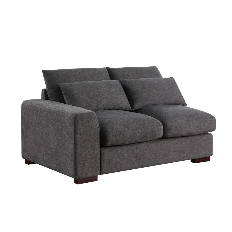 Tatman - Linen Blend Sectional With 2 Ottomans - Dark Gray