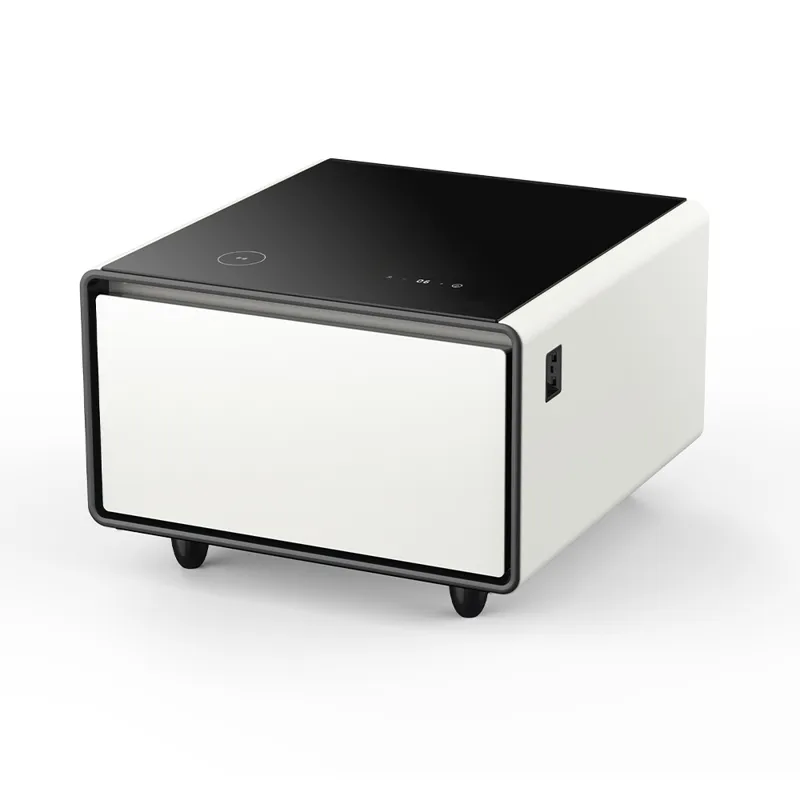 Modern Smart Side Table With Built-In Fridge, Wireless Charging, Temperature Control, Power Socket, 