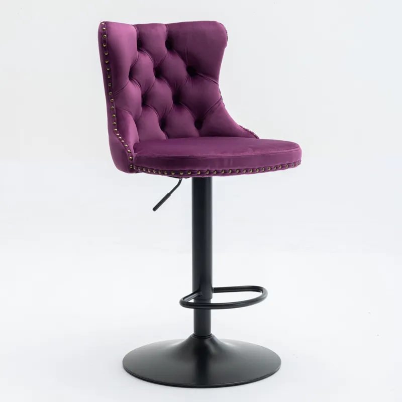 Swivel Velvet Barstools Adjusatble Seat Height , Modern Upholstered Bar Stools With Backs Comfortabl