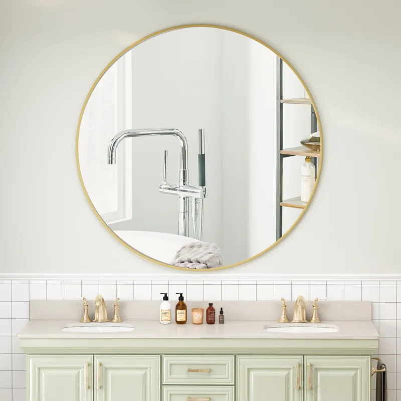 Wall Mirror Circular Mirror Metal Framed Mirror Round Vanity Mirror Dressing Mirror, For Bathroom, L