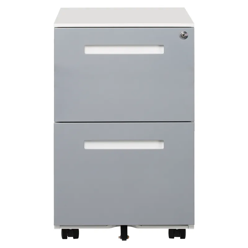 3 Drawer Mobile Locking File Cabinet, Rolling Filing Cabinet For Letter / A4 Size With 5 Wheels - Gr