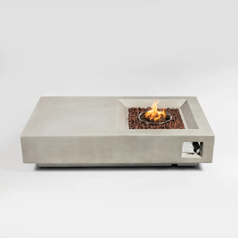 60\" Concrete Fire Pit Table - Light Gray