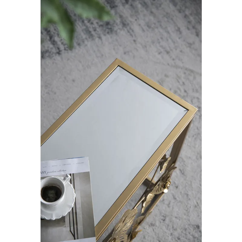 Console Table With Mirrored Glass Top, Modern Entryway Table For Living Room Foyer Entryway - Gold